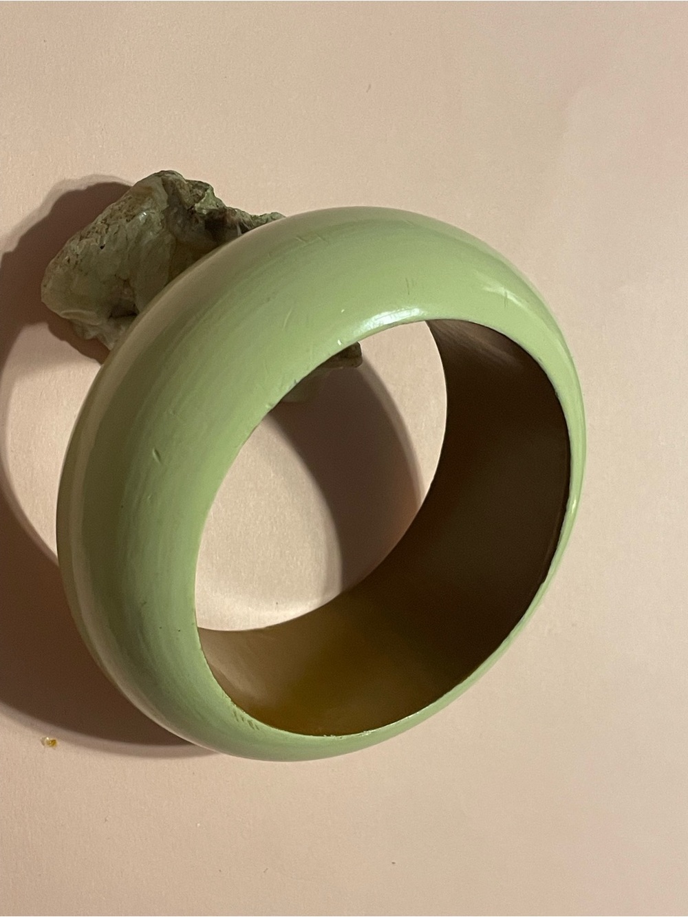 Painted Cream Wood Large Chunky Bangle Bracelet #0710